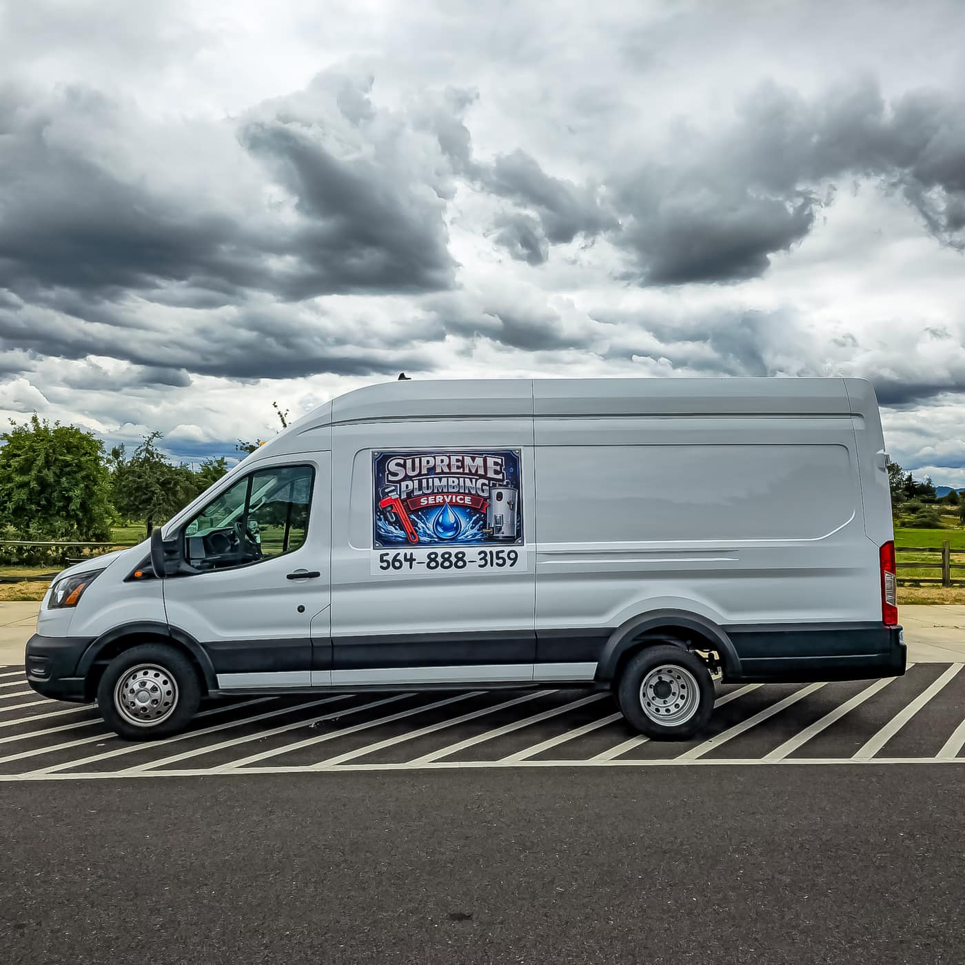 The Supreme Plumbing Service van, ready to roll in Clark County